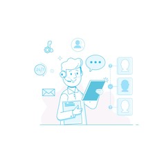 Call center support team.Technical support operator