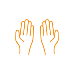 Islam prayer hands. Simple monoline icon style for muslim ramadan and eid al fitr celebration.
