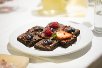 Chocolate Brownies with Fruits