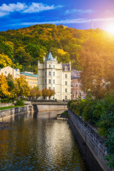 Autumn view of old town of Karlovy Vary (Carlsbad), Czech Republic, Europe