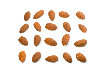 almond seeds isolate on white background