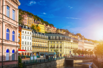 Architecture of Karlovy Vary (Karlsbad), Czech Republic. It is the most visited spa town in the Czech Republic