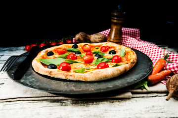 tasty pizza on a the table