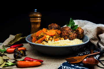 traditional moroccan dish couscous Meat ball