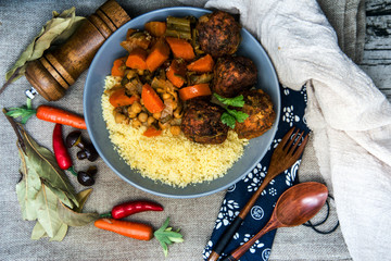 traditional moroccan dish couscous Meat ball