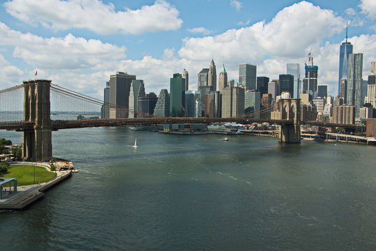 Brooklyn Bridge and Skyline of New York
