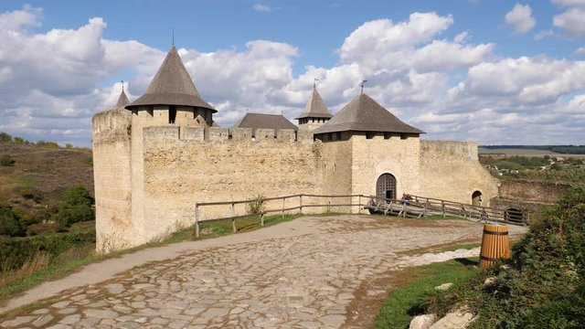 Walls and towers of the old Khotyn Fortress