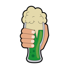 Hand with Irish green beer icon vector illustration graphic design