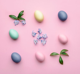 a festive Easter composition. view from above. concept of the spring and the feast of the Passover