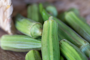 Fresh Organic Okra for Nigerian Cooking with basket