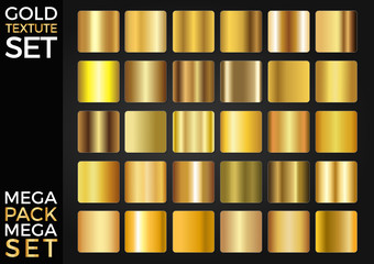 Vector Set of Gold Gradients, Golden Squares Collection, Textures Group Eps 10