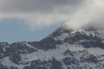 mountain, winter, sky