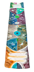 above view of batik silk scarf with floral pattern