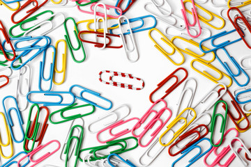 Colorful paper clip on white background. Paper Clip Multi Colore