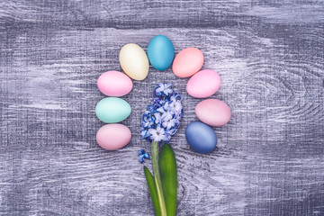 a festive Easter composition. view from above. concept of the spring and the feast of the Passover