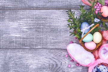 a festive Easter composition. view from above. concept of the spring and the feast of the Passover