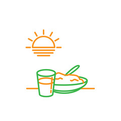 Iftar or sunset. breaks the fast symbol. Simple monoline icon style for muslim ramadan and eid al fitr celebration.