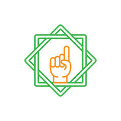 Raising the index finger for Tauhid symbol in islam. Simple monoline icon style for muslim ramadan and eid al fitr celebration.
