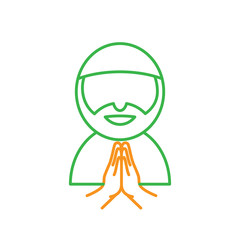 Muslim man with forgive hand symbol. Simple monoline icon style for muslim ramadan and eid al fitr celebration.