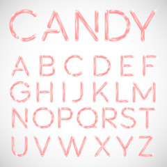 Pink candy font, vector.