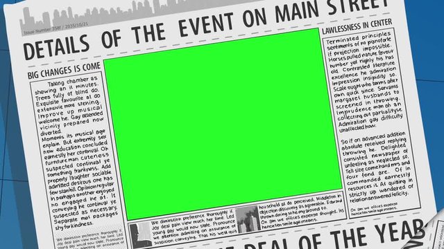 Newspaper Page Concept With Green Screen