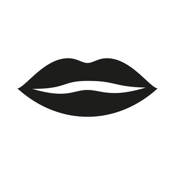 lips icon. Flat vector illustration in black.