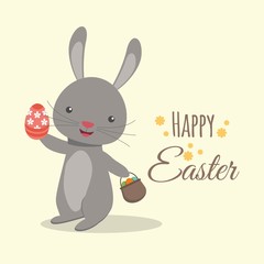 Happy easter with cute rabbit, Easter eggs and Egg chart