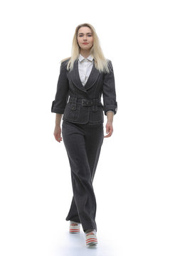 Confident Business Woman Walking Forward.