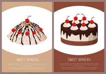 Cakes Variety Page Online Shop Vector Illustration