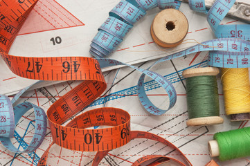 various sewing accessories in the scheme