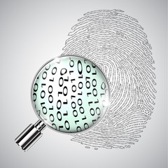 Fingerprint and a magnifier, vector.
