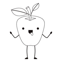 apple comic character fresh fruit icon vector illustration design