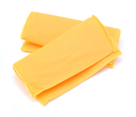 processed sliced cheese isolated on white