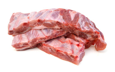 Raw Pork Ribs Isolated On White Background