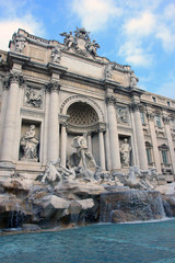 Fototapeta na wymiar best beautiful Trevi Fountain in Rome in Italy with stone marble statues and sculptures