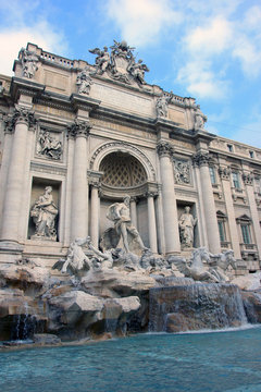 best beautiful Trevi Fountain in Rome in Italy with stone marble statues and sculptures