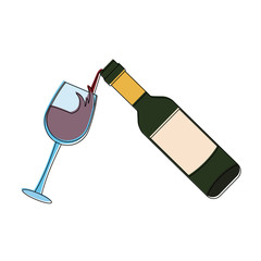 Wine bottle serving on cup icon vector illustration graphic design