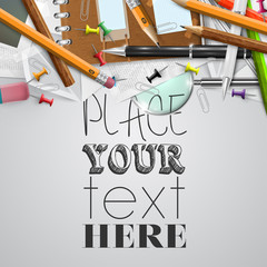 Office or school stuffs and items on white background, vector.
