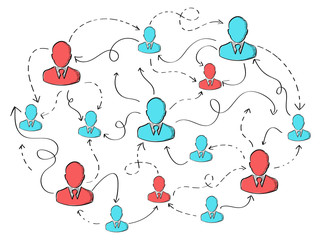 Hand drawn social network vector presentation