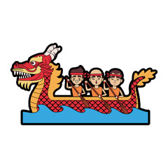 Chinese people on dragon boat icon vector illustration graphic design