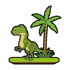 Trex dinosaur on forest cartoon icon vector illustration graphic design