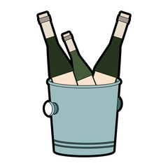 Champagne bottles on ice bucket icon vector illustration graphic design