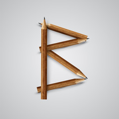 A letter made by pencil, vector.