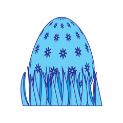 sweet cute decorative easter egg on grass vector illustration blue image
