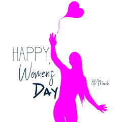 Womens day background with  woman silhouette  and decorative text