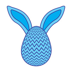 easter egg with rabbit ears decoration vector illustration blue image