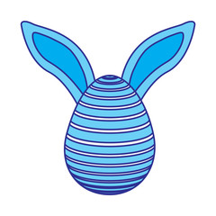 easter egg with rabbit ears decoration vector illustration blue image