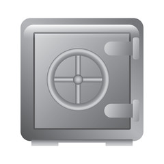 metallic safe box with closed door money storage security vector illustration