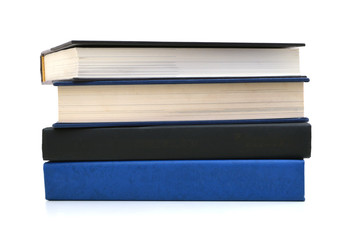 High books stack isolated on white background