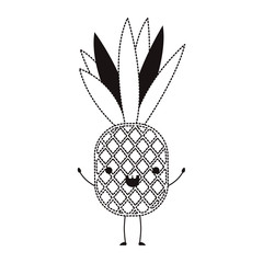 pineapple fresh fruit kawaii character vector illustration design